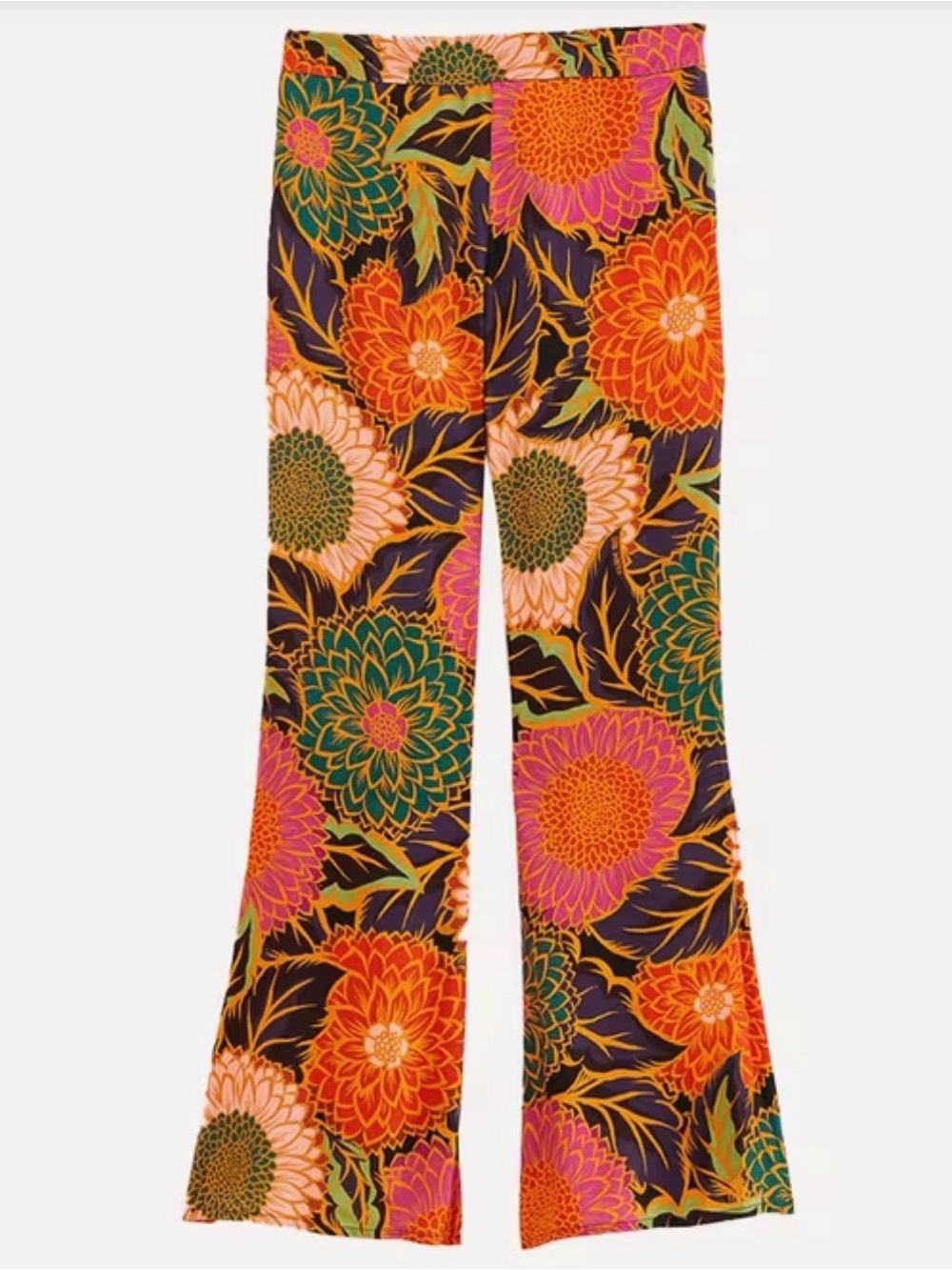 FARM Rio Floral Flared Pants in Orange, Pink & Green